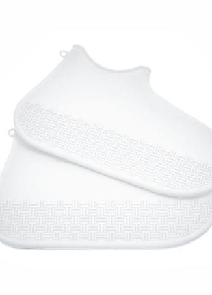 Резиновые бахилы lesko sb-150 white 21 см защита на обувь от дождя водонепроницаемые