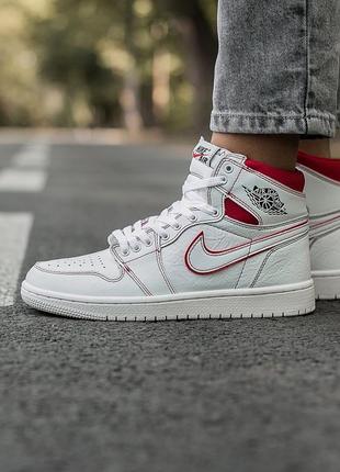 Кроссовки air jordan retro 1 "white red"