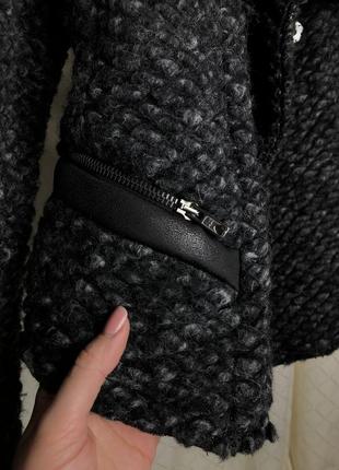 Imperial шерстяной дизайнерский жакет ассиметричный необработанные края кардиган пиджак тедди баранчик8 фото