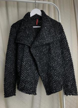 Imperial шерстяной дизайнерский жакет ассиметричный необработанные края кардиган пиджак тедди баранчик2 фото