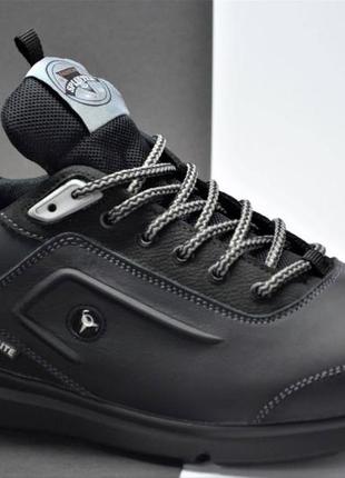 Мужские стильные кожаные кроссовки черные splinter 1719