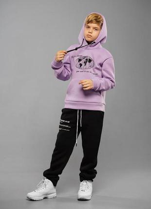 Костюм спортивний для хлопчика дитячий утеплений тринитка на флісі eric сірий туреччина на зиму4 фото