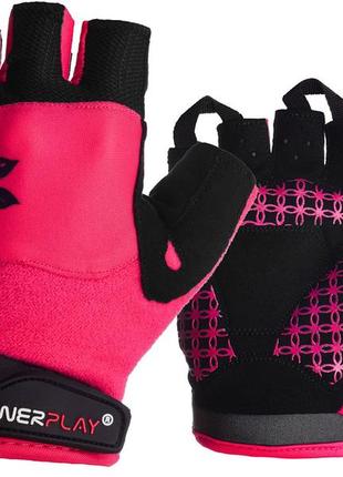 Розовые женские велоперчатки без пальцев powerplay xs