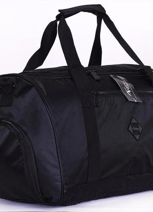 Практичная черная спортивная сумка с карманами для обуви водонепроницаемая  671 - 085 фото