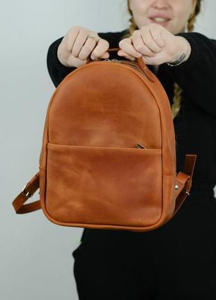 Женский кожаный рюкзак чикаго, натуральная винтажная кожа, цвет коричневый, оттенок коньяк