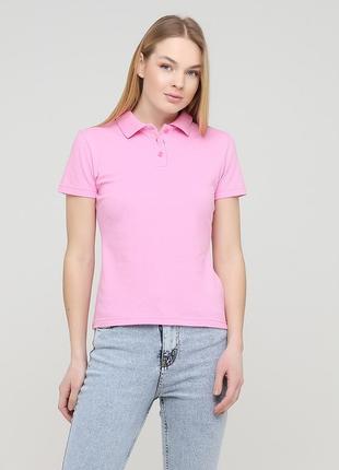 Женская футболка поло 100% хлопок melgo розовая (норма)