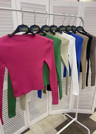 Кофта водолазка в рубчик топ с длинным рукавом плотная гольф