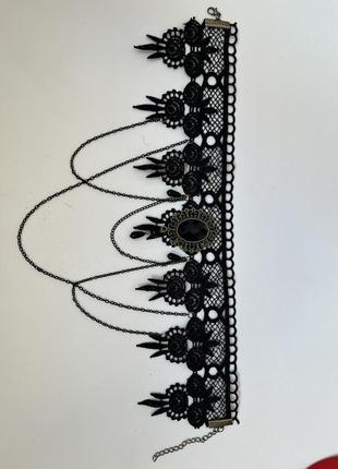 Винтажный чокер в готическом стиле украшение на шею колье7 фото