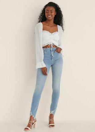 Джинси slim fit високі, розмір євро 34, колір блакитний