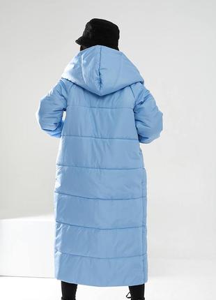 Aiza а521 пальто стеганое теплое непромокаемое голубого цвета3 фото