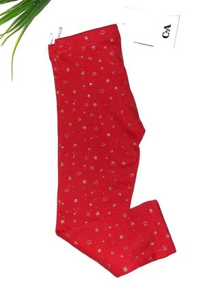 Лосіни червоного кольору з золотистим принтом, утеплені. // бренд: c&a //розмір: 📌 98 📌 104