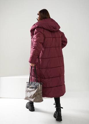 Aiza а521 пальто стеганое теплое непромокаемое бордового цвета4 фото