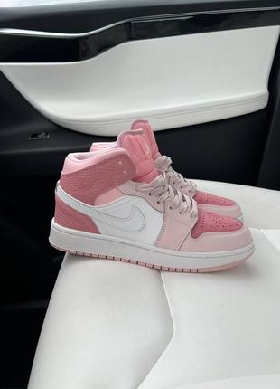 Женские высокие кожаные кроссовки nike air jordan 1 retro 1 « digital pink »#найк