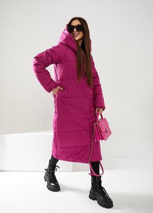 Aiza а521 пальто стьогане тепле непромокаюче  фуксія3 фото
