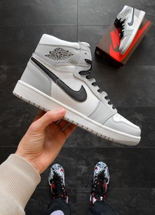 Мужские высокие кожаные кроссовки nike air  jordan 1 retro high#найк