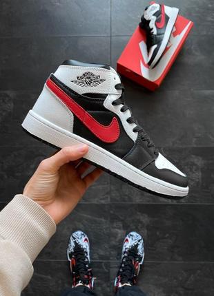 Мужские высокие кожаные кроссовки nike air  jordan 1 retro high#найк