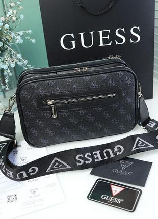 Чорна молодіжна маленька сумка крос-боді на три відділення модна брендова міні сумочка клатч2 фото