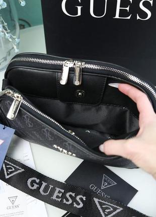 Чорна молодіжна маленька сумка крос-боді на три відділення модна брендова міні сумочка клатч4 фото