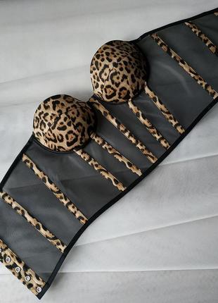 Леопардовый корсет с чашками ручной работы3 фото