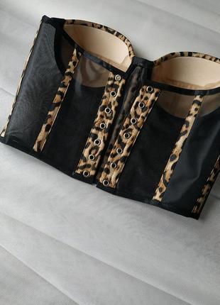 Леопардовый корсет с чашками ручной работы