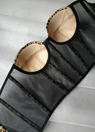 Леопардовый корсет с чашками ручной работы