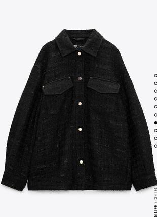 Твидова рубашка овер от зара zara
