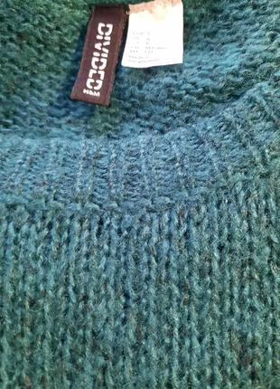 Изумрудный джемпер пуловер паутинка с шерстью6 фото