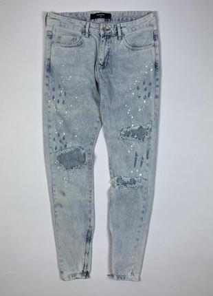 Мужские стильные джинсы represent distressed paint splash zip selvedge