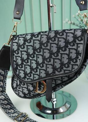 Популярная молодежная модная сумочка седло черно-серая с ручкой красивая женская сумка через плечо6 фото