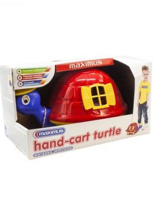 Раздвижная каталка "черепаха" с игрушками (красная)