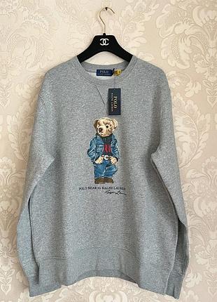 Polo ralph lauren оригінал сірий світшот толстовка teddy bear