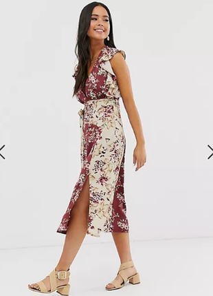 Гламурное платье мидакси  со смешанным винтажным цветочным орнаментом4 фото