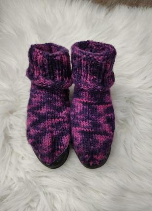 Теплые зимние шерстянные вязанные кожа чешки носки гетры гольфы тапочки носки3 фото