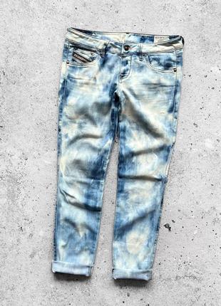 Diesel women’s cuddy 008uz tie-dye blue bleached denim jeans жіночі джинси