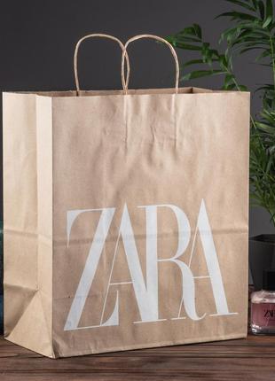 Крафт пакет коричневий 300*150*350 мм з логотипом зара (zara), папір 100 г/м2