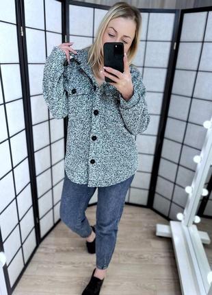 Женская теплая рубашка бежевая бордовая синяя весенняя куртка-рубашка