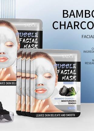 Тканевая пузырчатая маска с экстрактом древесного угля sadoer, 25 г