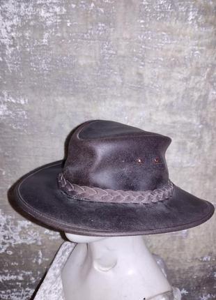 Шкіряний австралійський капелюх акубра ковбрйський з грубої шкіри thomas cook