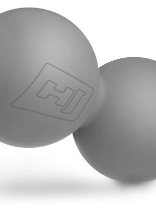 Силиконовый массажный двойной мяч 63 мм hop-sport hs-s063dmb серый3 фото
