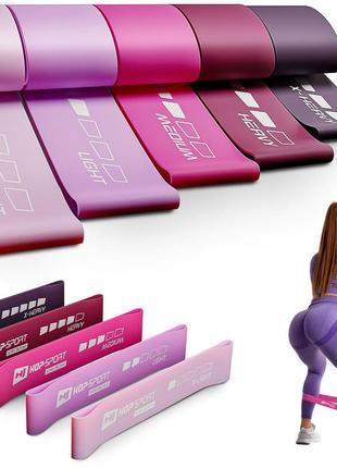 Набор резинок для фитнеса 5 шт (2-18 кг) hop-sport 600x50mm hs-l650rlp розовый2 фото