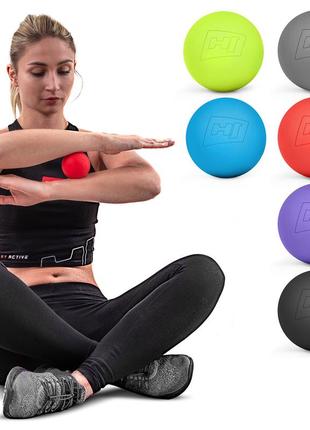 Силіконовий масажний м'яч 63 мм hop-sport hs-s063mb блакитний, для точкового масажу, для міофасціонального релізу4 фото