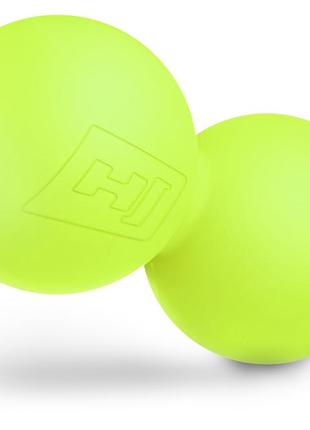 Силиконовый массажный двойной мяч 63 мм hop-sport hs-s063dmb салатовый4 фото