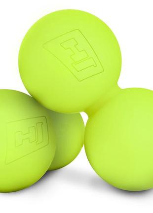 Силиконовый массажный двойной мяч 63 мм hop-sport hs-s063dmb салатовый3 фото