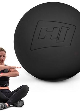 Силіконовий масажний м'яч 63 мм hop-sport hs-s063mb чорний, для точкового масажу, м'яч для міофасціонального релізу