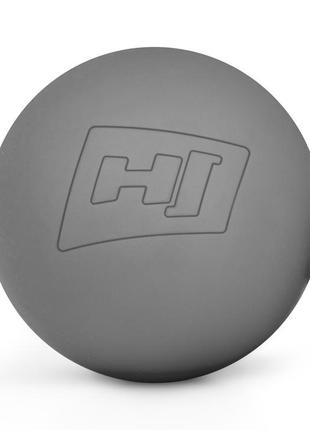 Силіконовий масажний м'яч 63 мм hop-sport hs-s063mb сірий, для точкового масажу, м'яч для міофасціонального релізу2 фото