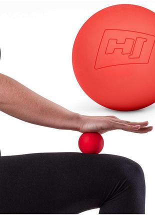Силіконовий масажний м'яч 63 мм hop-sport hs-s063mb червоний, для точкового масажу, для міофасціонального релізу3 фото