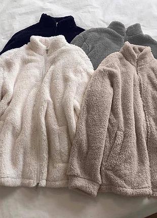 Трендовая куртка оверсайз худи тедди