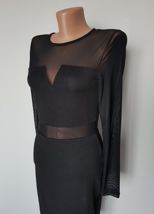 Классное платье h&m  s-8(36)  рукава, плечи, полоска на животе - вставки сеточка.4 фото
