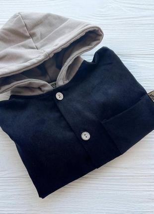 Рубашка бархатная с капюшоном черного цвета. производитель туречки.4 фото