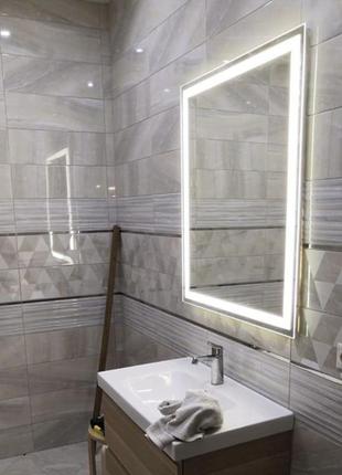 Led дзеркало з підсвіткою у ванній кімнаті 600х800 мм1 фото